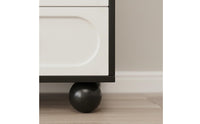 Black and Light-Toned Storage Cabinet Solid Wood Board Multi-Compartment Accent Cabinet Rounded Corners Modern Dresser with Spherical Legs