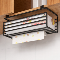 Cupboard Under Cabinet Paper Towel Holder, Hanging Space Savers for Kitchen, No-Drill Dispensing Roll Multi-functional Metal for Convenient Storage