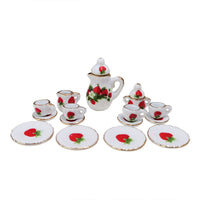 Miniature Ceramic Tea Set for Dollhouse Kitchen Playset
