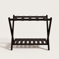 Bamboo Luggage Rack with Shelf Space-Saving Furniture Heavy-Duty for Guests