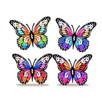 4 Pieces Metal Butterfly Wall Art Multicolor for Patio, Fence, Gardeners