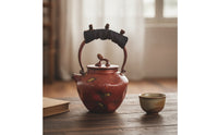 Copper Kettle with Lid Traditional Tea Kettle with Wrapped Handle Retro Vessel for Collectors, Tabletop Serving