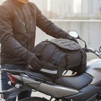 Motorcycle Tail Bag Expandable Motorcycle Rack Bag Heavy Duty Large Capacity Tail Pack for Commuters, Motorcyclists,  Travel