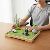 Panda Sand Tray Decor Compact Miniature Desk Landscape Portable for Office, Home