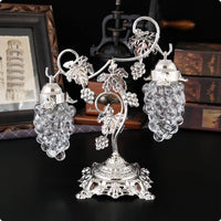 Ornate Fruit-Cluster Jar Metal Lid House Decoration Elegant
