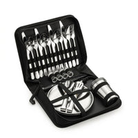 Stainless Steel Dining Cutlery Set Picnic Cutlery Set with Carrying Case Reusable Mess Kit for Camping, Picnics