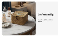 Includes Lid Lidded Wicker Basket Traditional and design Woven Case with Toggle Clasp Handwoven Design Storage Box Decorative for Gift Givers, Home Decorators, Desktop, Living Room, Bedroom, Bathroom