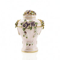 Jewelry Box with Hinged Lid Enamel-Style Trinket Box with Lid Floral Gold-Tone for Dresser, Vanity