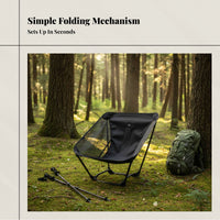 Moon Chair, Folding Low Mesh Stool, Featherlight, Portable for Outdoor Camping, Hiking