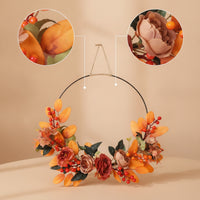 Wreath with Jute Twine Open-Frame Floral Hoop Wreath Indoor for Entryway, Mantel