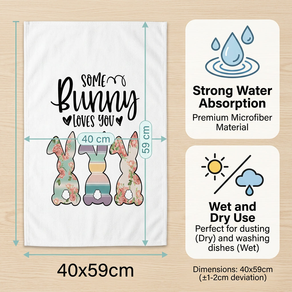 Easter Kitchen Towels Absorbent Dish Towels Spring Decoration Hand Towels Cleaning Cloth for Home Cooking