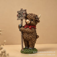 跨境新品独立日高地牛雕像250周年摆件家居庭院桌面创意桌面装饰