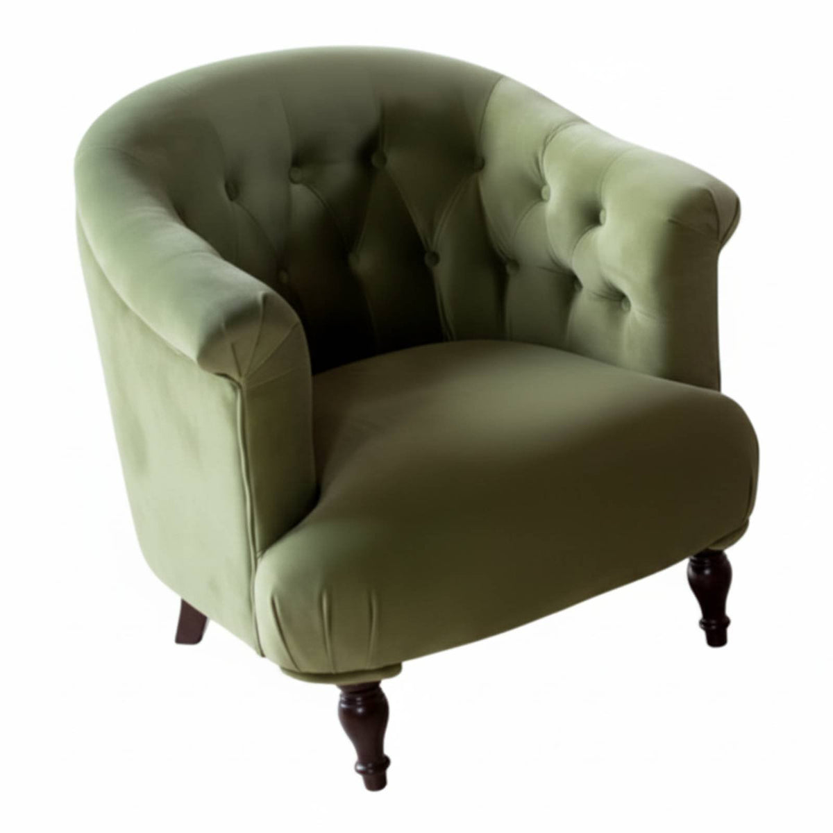 Button-Tufted Armchair Vintage Inspired Button-Tufted Club Chair Sturdy Wood Legs High Rear Design for Homeowners