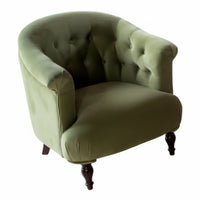 Button-Tufted Armchair Vintage Inspired Button-Tufted Club Chair Sturdy Wood Legs High Rear Design for Homeowners