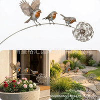 Robin Garden Stake - Metal Animal Garden Ornament