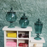 Miniature Dollhouse Glass Candy Jar Model for Food Play Scenes