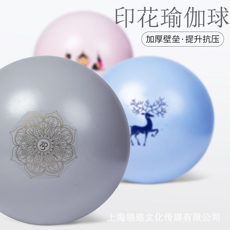 Thickened Anti-Burst Yoga Ball with Printed Gold Patterns for Pilates & Exercise