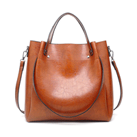 Retro Soft Leather Large Capacity Bucket Bag Oil Wax Cowhide Korean Style Shoulder Crossbody Bag