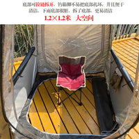 Insulated Ice Fishing Tent with Transparent Front Door, Double-Layer Warmth for Night Fishing