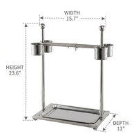 Parrot Training Stand with Wheels, Stainless Steel Large Bird Stand Floor Stand, Interactive Bird Play Area and Cockatiel Stand for Avian Training