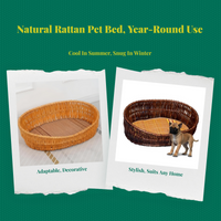 Rattan pet bed with removable, breathable pad