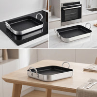 Roasting Pan with Handles Nonstick Rectangular Roasting Pan High-Heat for Home Cooks, Dessert Makers