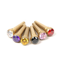 Acoustic Guitar Pure Copper Bridge Pins with Crystal Head for Enhanced Sustain, 6-Pack