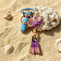Beach-Inspired Scuba Keychain with Carabiner Lightweight Diver Keychain with Mini Cylinder Compact Silicone Bag Charm with Charms Portable for Backpacks