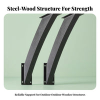 2 Pieces Predrilled Holes Arc-Shaped-Style Angle Support Bracket Heavy Duty Curved Steel Bracket Easy to Install Wood Corner Brace Long-Lasting for Pergolas