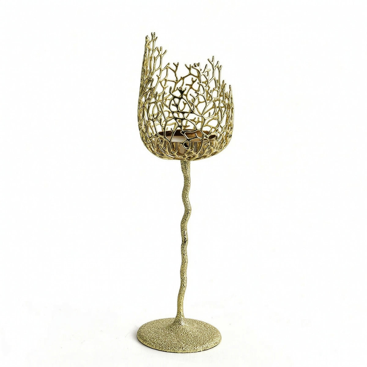 Candle Holder with Coral Cup Sleek Candlestick Modern for Tabletop