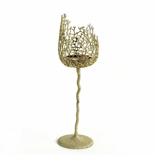 Candle Holder with Coral Cup Sleek Candlestick Modern for Tabletop
