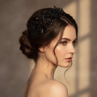 Rhinestone Headband Flexible Headband with Hairpin Pins Lace Headpiece for Bridesmaids, Prom