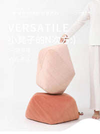 入户门换鞋凳轻奢高级感八角凳家用坐墩矮凳客厅小板凳子沙发脚踏 绾粉（丽丝绒）