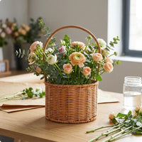 Handwoven Rattan Basket Natural Brown Rattan Hand Basket Easy to Carry