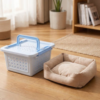 Hamster Carrier and Small Pet Transport Cage, PP Travel Carrier with Fasten-on Lid and Top Handle for Small Animal Travel