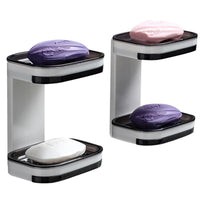 No-Drill Wall-Mounted Double-Layer Soap Dish with Drainage for Bathroom