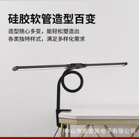 跨境led台灯桌面办公学习阅读学生专用护眼鹅颈管双头夹子台灯