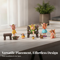 Fairy Garden Set Hand-Painted Wood-Grain Look Miniature Fairy Figurines