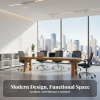 Multipurpose Use Solid Wood Meeting Table Spacious Workspace Long Conference Table Thickened Tabletop Minimalist Training Desk Hand Polished for Business Teams, Students, Professionals, Library, Study Room