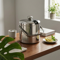 Stainless Steel Ice Bucket Condensation Resistant Two-Layer Ice Bucket Portable Barware for Chilled Drinks