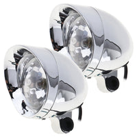 2 Pieces Chrome Fog Light with Mounting Bracket Compact Motorcycle Auxiliary Light Kit Durable Compatible for Cruiser Owners, Night Riding, Custom Bike Builds