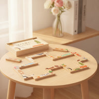 Sturdy Animal Matching Tile Puzzle Preschool Matching Tile Set with Sliding Box Convenient Wooden Puzzle with Storage Box Decorative for Classroom