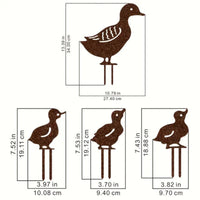 4 Pieces Duck Garden Stake Rust-Like Finish Metal Duck Stake