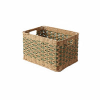 Rectangular Woven container with Handles dual-tsingle pattern Organizing Basket