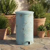 Garden Iron Dustbin Retro Style Decorative Pedal Waste Bin Easy to Clean Ornate Courtyard Trash Can