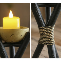 Candle Holder with Electronic Candle Ambient Decor Stable for Entryway