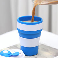 Collapsible Silicone Travel Mug with Lid - Portable & Reusable Coffee Cup for Outdoor Activities
