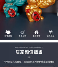 Creative Lucky Cat Figurine with Muscular Arm for Wealth and Business Opening