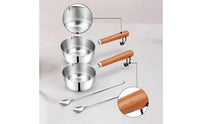 2 Pieces Oil Pouring Pot with Spoon Compact Saucepan Food-Safe for Tabletop Prep