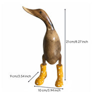 Wood-Grain Duck Figurine Dot-Pattern Duck Sculpture Lifelike for Garden